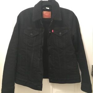 Levi's black sherpa denim jacket